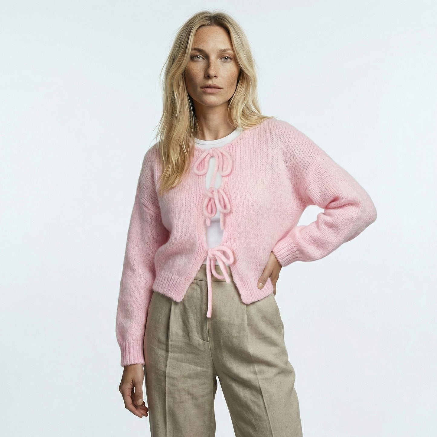 CARDIGÁN CON LAZO DE ALGODÓN