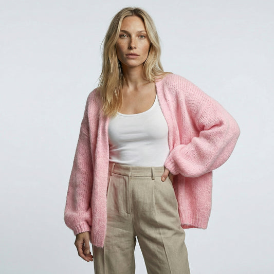 CARDIGÁN CLÁSICO GRUESO ROSA