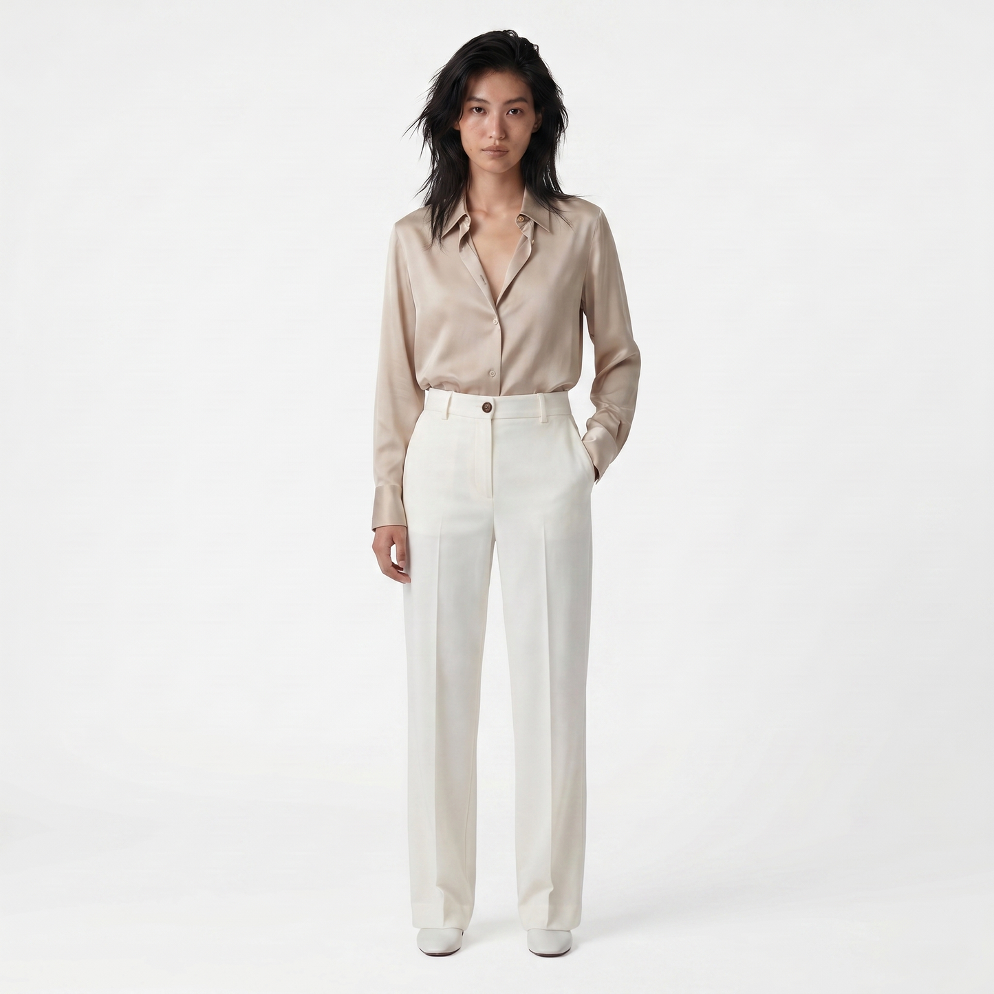 Pantalones de traje de mujer con cintura alta