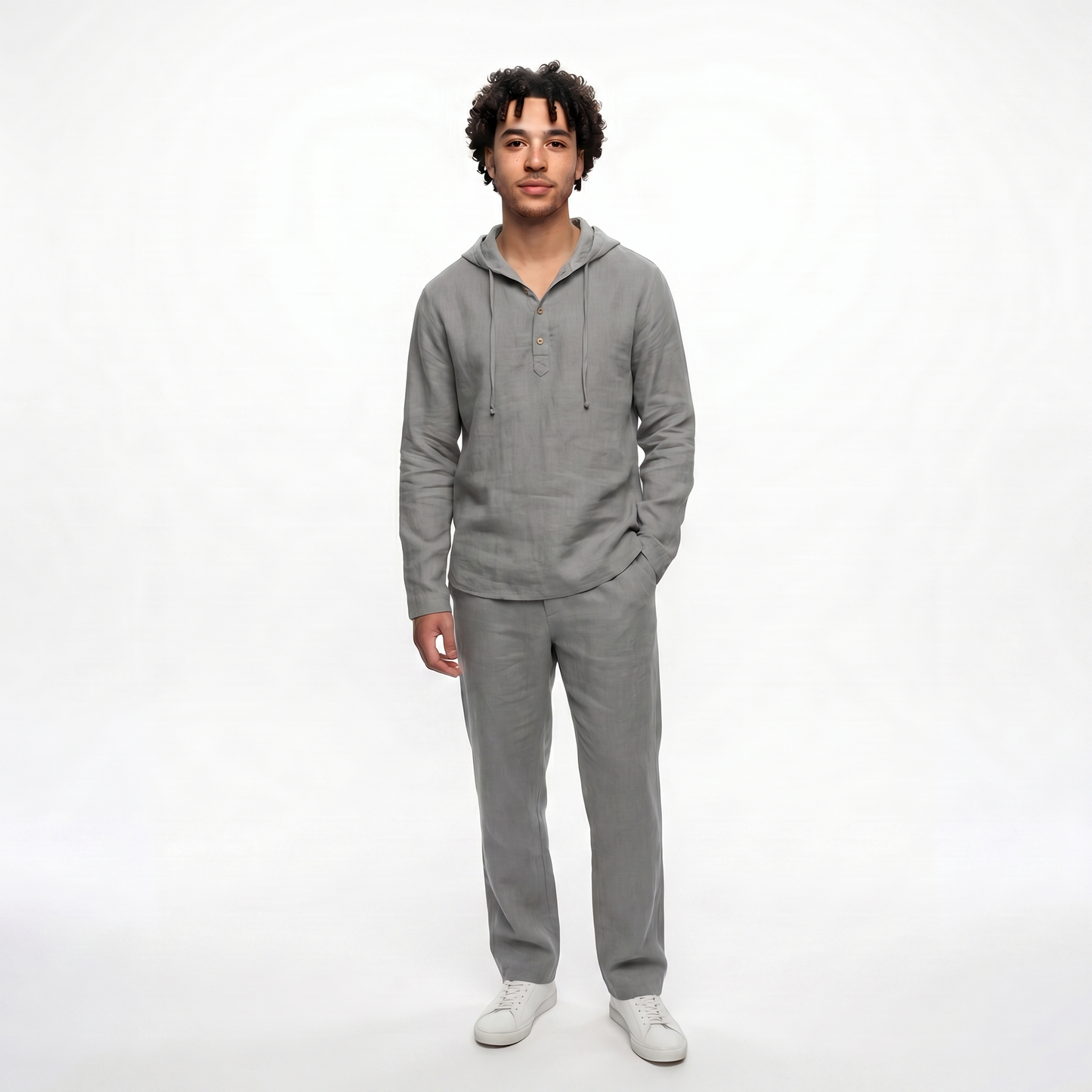 Conjunto de 2 Piezas para Hombre: Camiseta Holgada con Capucha y Pantalones