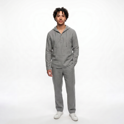 Conjunto de 2 Piezas para Hombre: Camiseta Holgada con Capucha y Pantalones