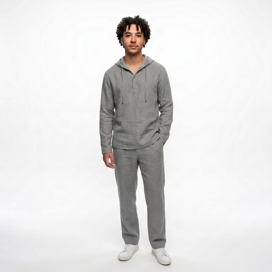 Conjunto de 2 Piezas para Hombre: Camiseta Holgada con Capucha y Pantalones