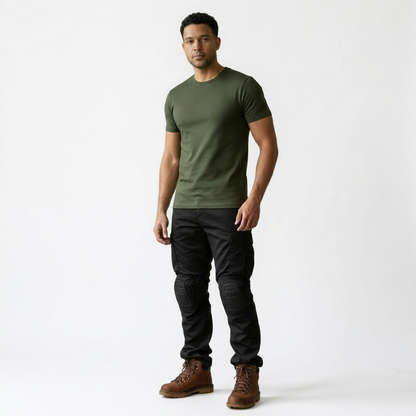 Pantalones cargo tácticos para hombre con rodilleras integradas