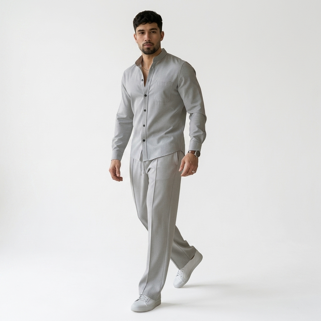 Conjunto de 2 piezas para hombre con tejido tipo gofre: cómodo, transpirable y versátil
