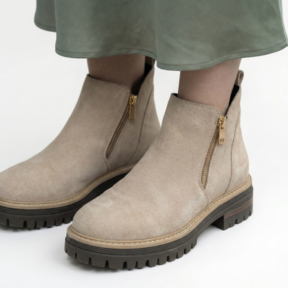 Zapatos de mujer con puntera redondeada y cremallera