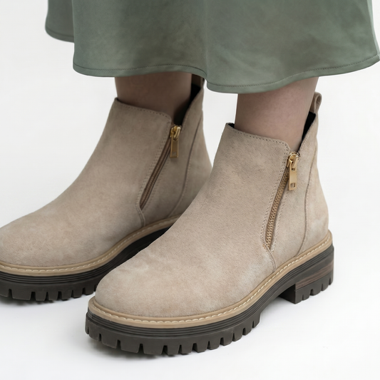 Zapatos de mujer con puntera redondeada y cremallera