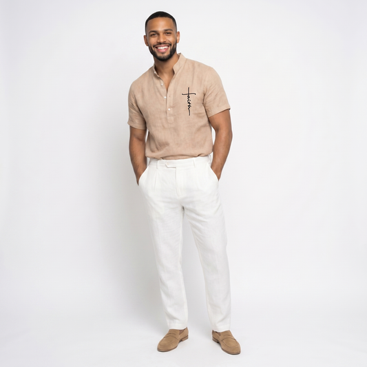 Leblanc™ | Camisa elegante de manga corta y cuello alto