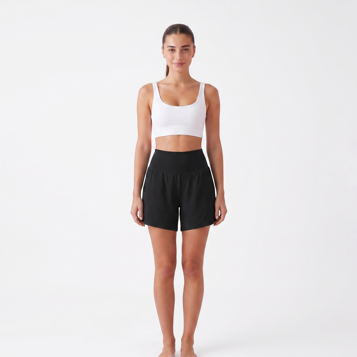 Softlyzero™ Pantalones Cortos de Yoga de Cintura Súper Alta 2 en 1 con Toque Fresco Bolsillos de 17cm