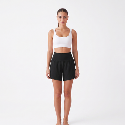 Softlyzero™ Pantalones Cortos de Yoga de Cintura Súper Alta 2 en 1 con Toque Fresco Bolsillos de 17cm