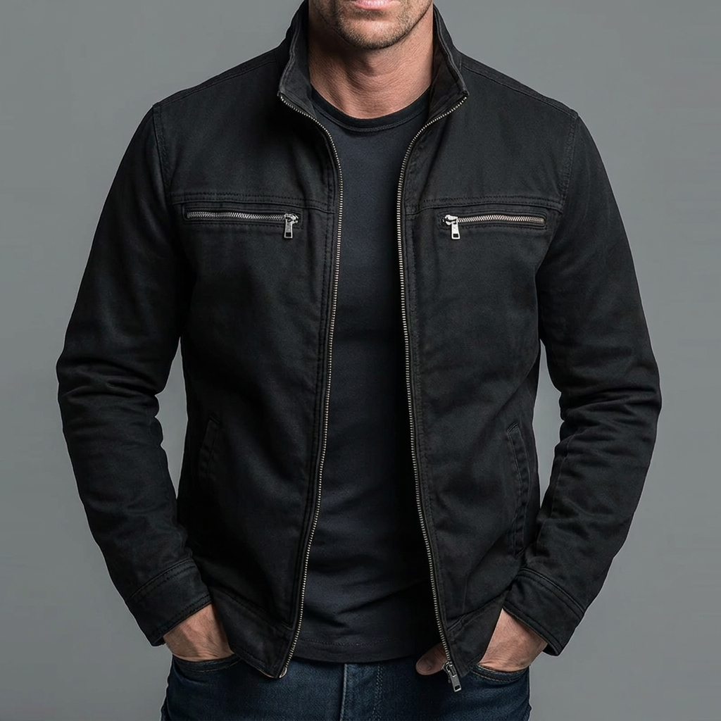 Chaqueta vintage de algodón con cremallera