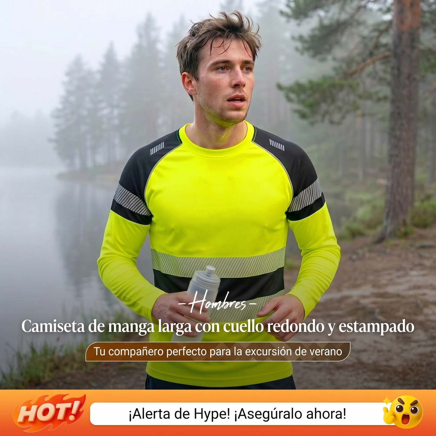 🏃‍♂️ Camiseta deportiva de manga larga para hombre: transpirable, con un estampado discreto, ideal para los días activos