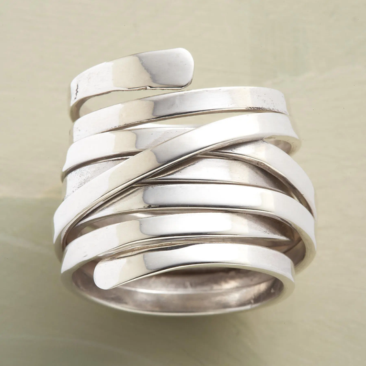 Luz – Anillo vintage grueso de plata en capas