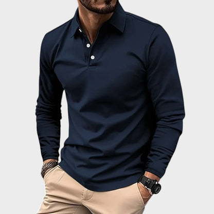 Guillermo™ | Polo casual de manga larga azul marino