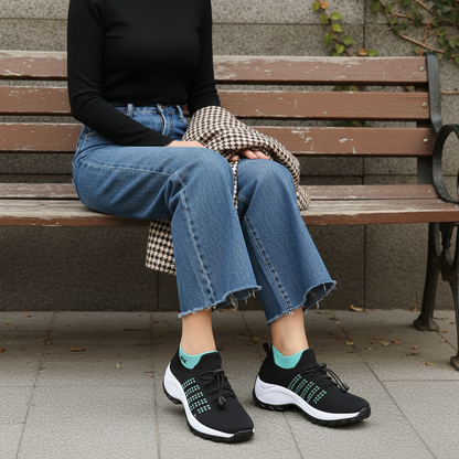 Zapatos ortopédicos Ambulo de tejido de punto - Verde Negro