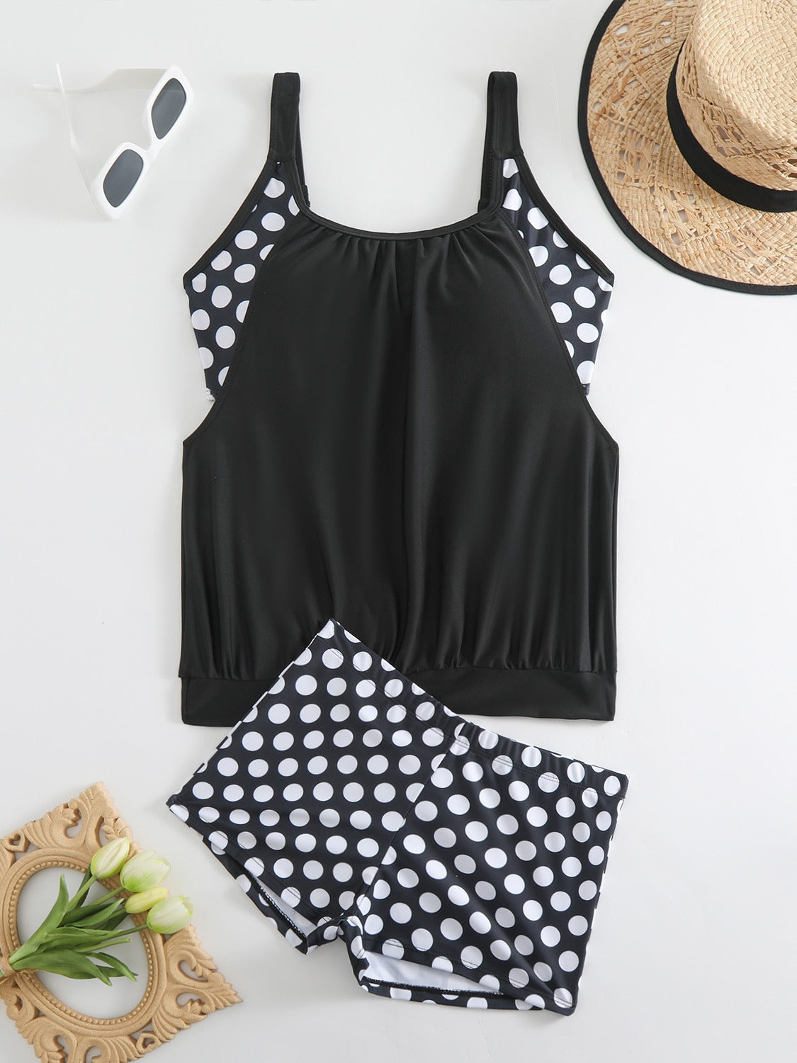 🏖️ Verano caluroso – 50 % DE DESCUENTO 👙 Conjunto de bikini de dos piezas para mujer con lunares